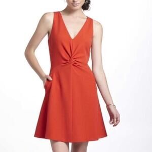 Leifsdottir Red-Orange Twist Front Sleeveless Dress Size 8